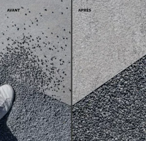 fixateur de gravier : avant/après