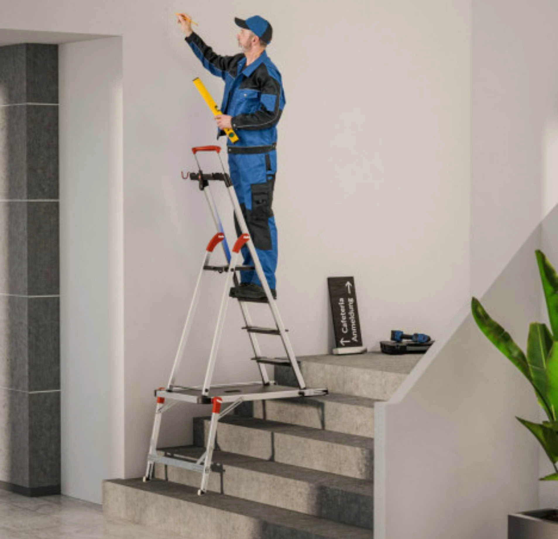 Plateforme escalier professionnelle Hailo TP2 PRO en aluminium